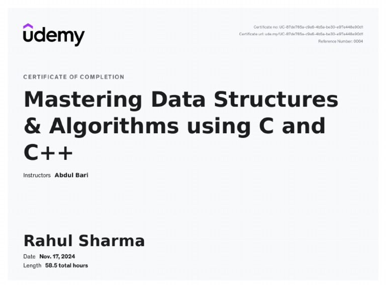DSA Certificate Udemy | PDF