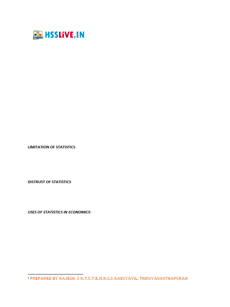 Hsslive XI Eco Ch 1 Itroduction | PDF | Statistics | Economics