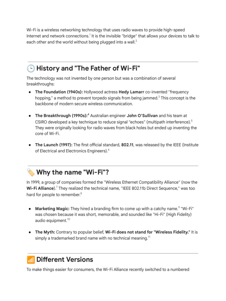 Understanding Wi-Fi - History, Versions, Uses | PDF | Wi Fi | Ieee 802.11