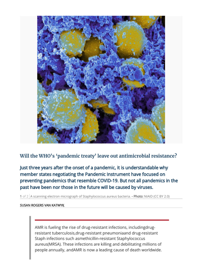 AMR As A Pandemic Treaty Subject | PDF | Antimicrobial Resistance ...