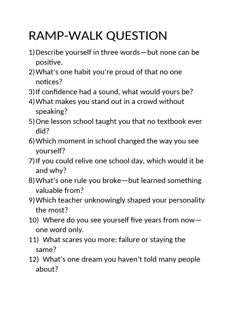 Ramp Walk Questions - Adieu26 | PDF