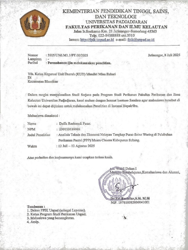 Surat Izin Riset Daffa 18 | PDF