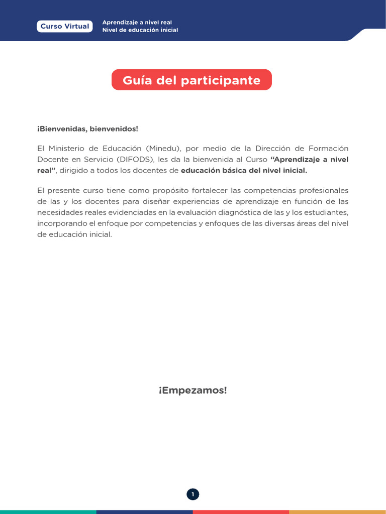 Guia Inicial | PDF | Educación de la primera infancia | Aprendizaje