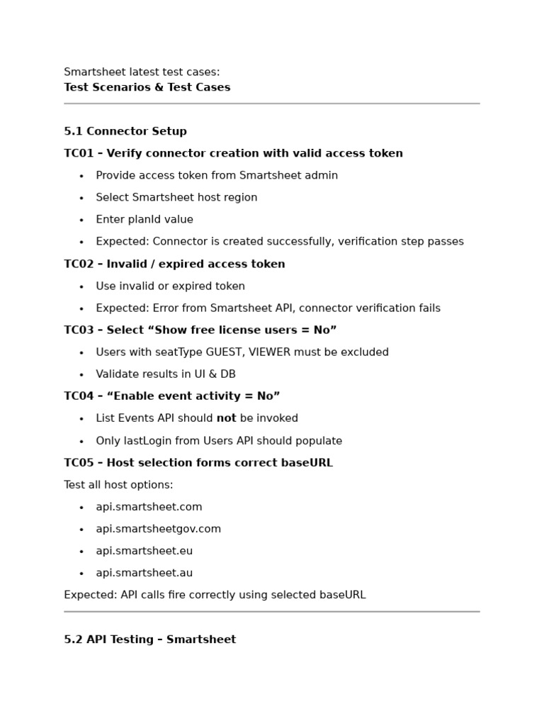 Smartsheet Latest Test Cases | PDF | Computer Science | Software