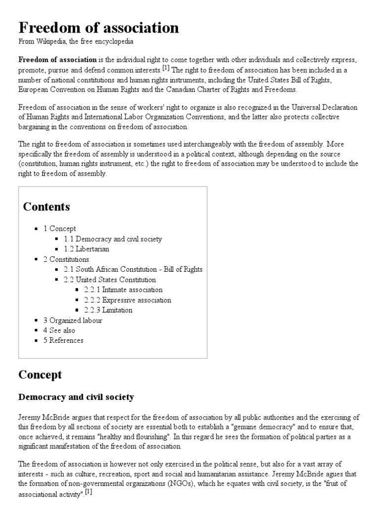 Freedom of Association | PDF | Freedom Of Association | Law And Economics