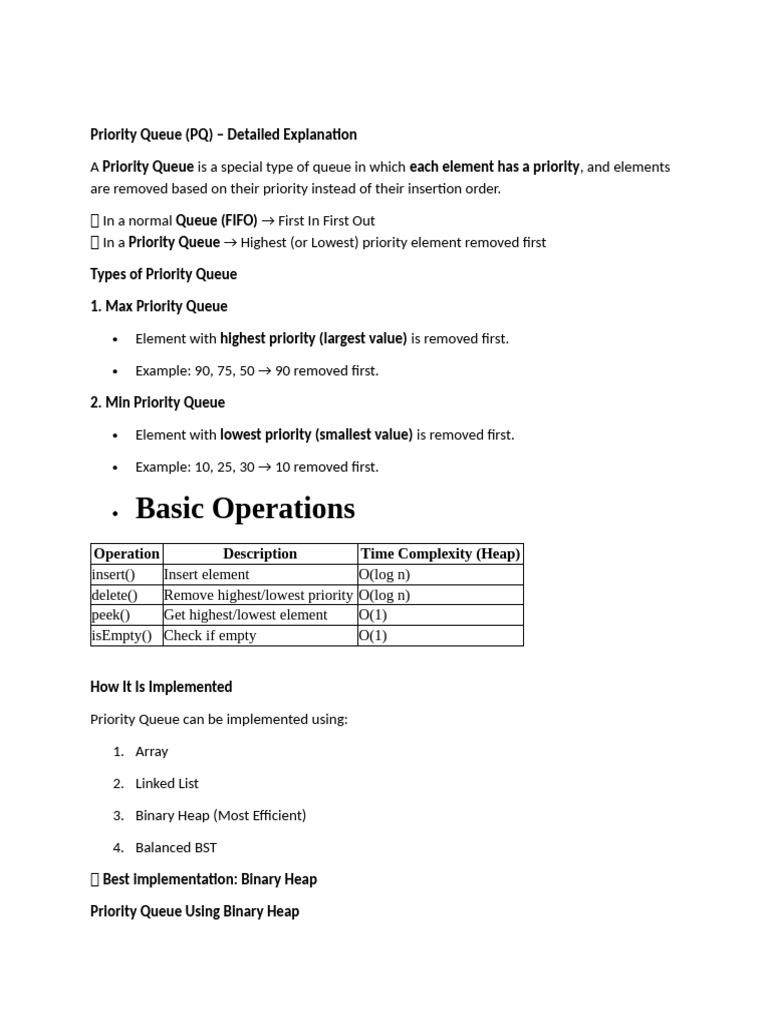 Priority Queue | PDF | Queue (Abstract Data Type) | Algorithms And Data ...