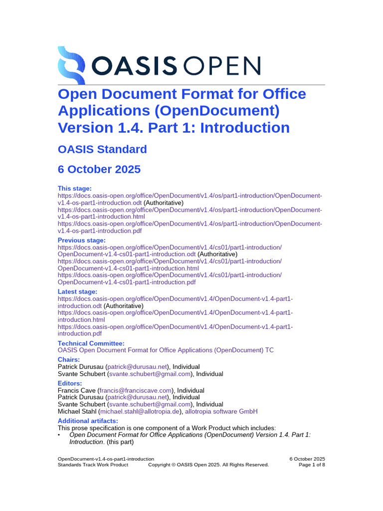OpenDocument v1.4 Os Part1 Introduction | PDF | Intellectual Property ...