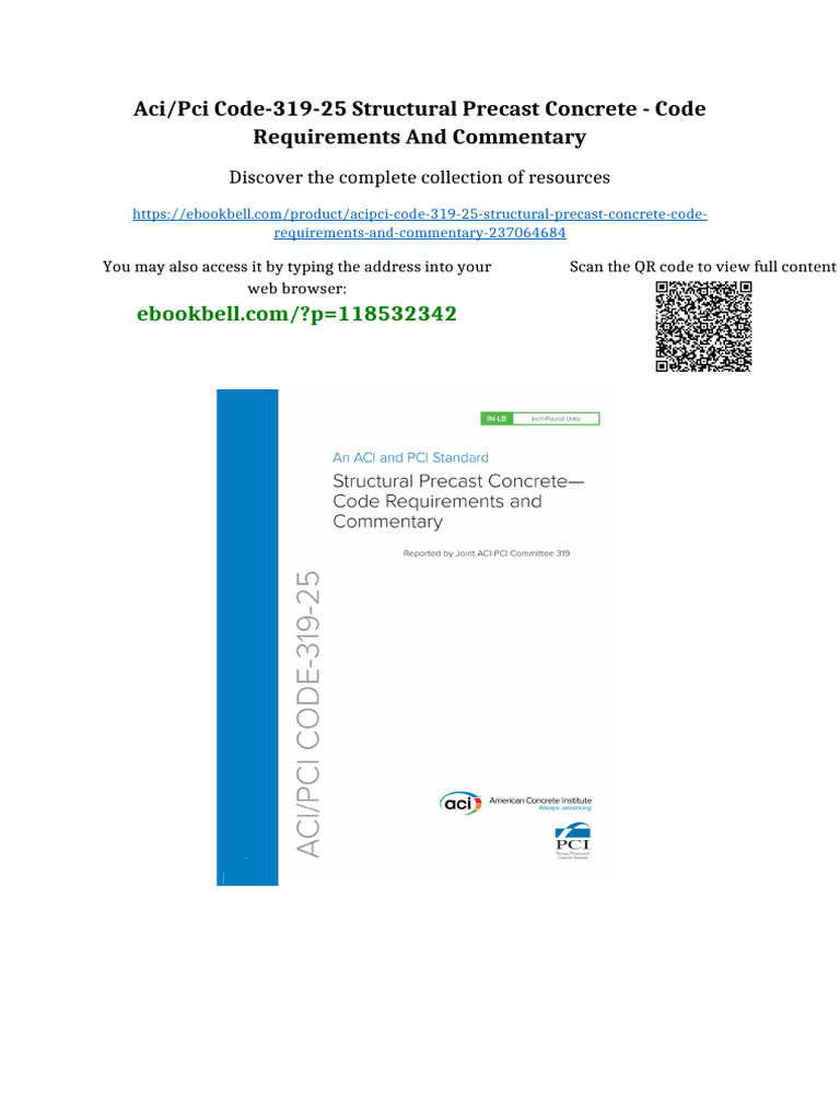ACI/PCI CODE-319-25 Structural Precast Concrete - Code Requirements and ...