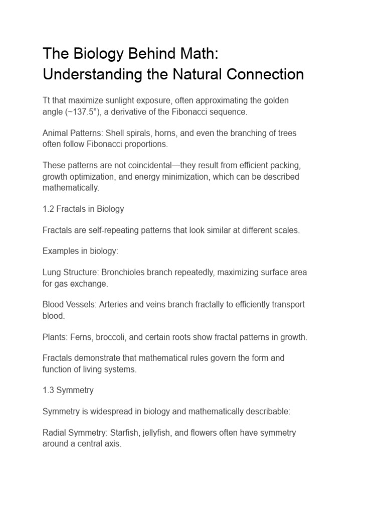 The Biology Behind Math- Understanding the Natural Connection (1) | PDF ...