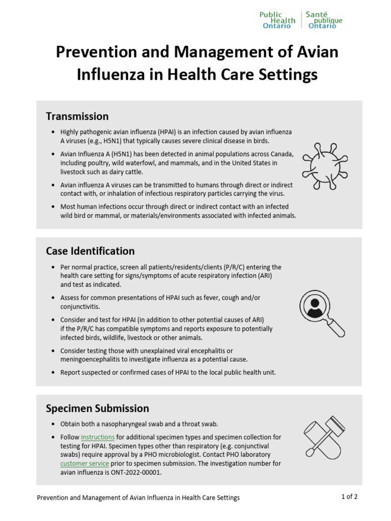 Avian Flu Prevention Management Health Care Settings | PDF | Avian ...