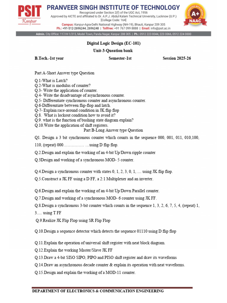 UNIT3 Question Bank | PDF | Computer Engineering | Electronics