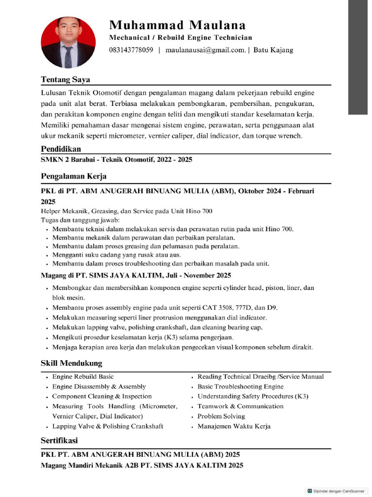 CV MuhammadMaulana | PDF