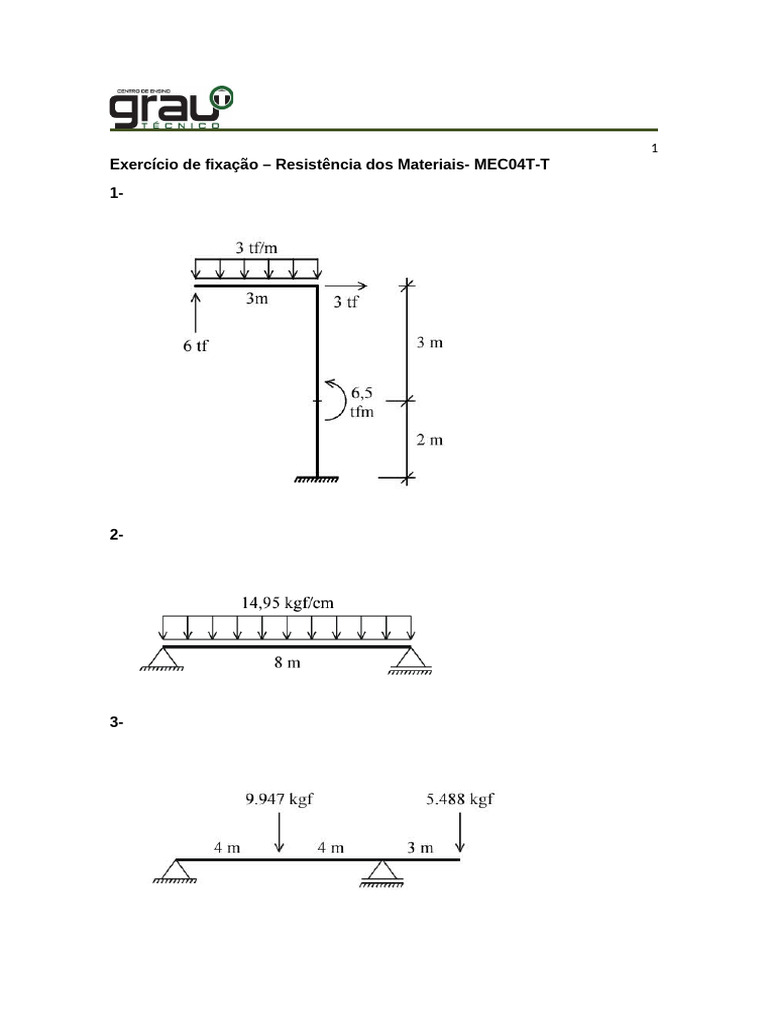 Atividade de Revisão Mec19-T Resistência Dos Materiais | PDF