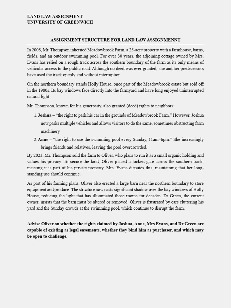 Assignment Structure & Reference List | PDF | Easement | Common Law
