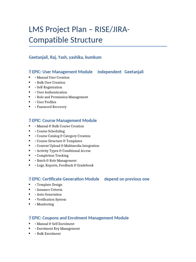 Lms Projectplan Rise Jira | PDF | Qr Code | Online Chat