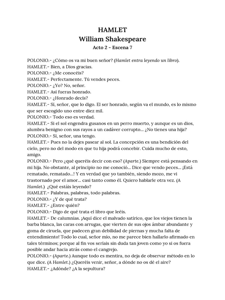 Hamlet - Hamlet y Polonio - William Shakespeare | PDF