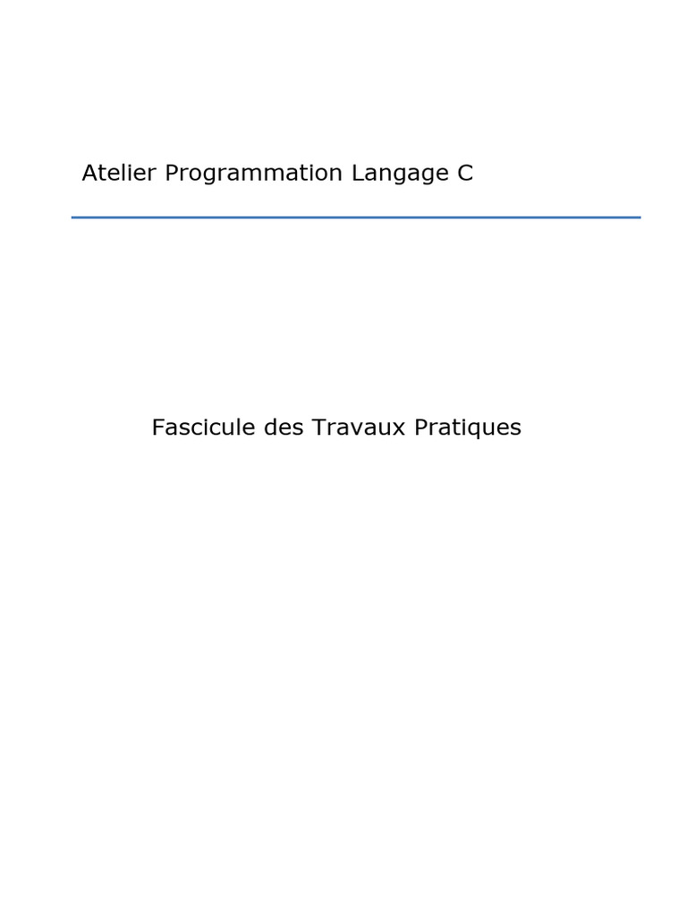Fiche de TP Programmation C | PDF | C (Langage de programmation ...