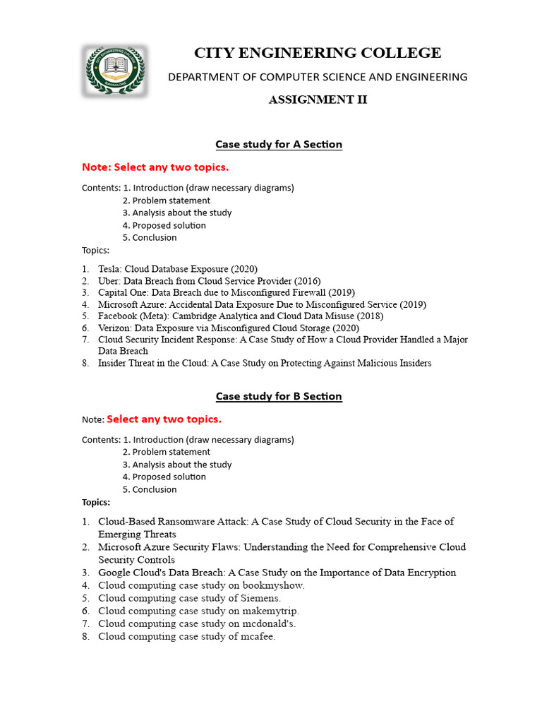 CC Case Study Assignments II | PDF