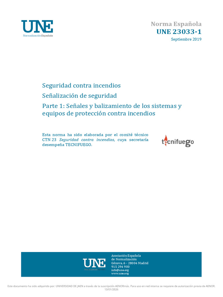 UNE_23033-1=2019 | PDF | Rojo | Lucha contra incendios