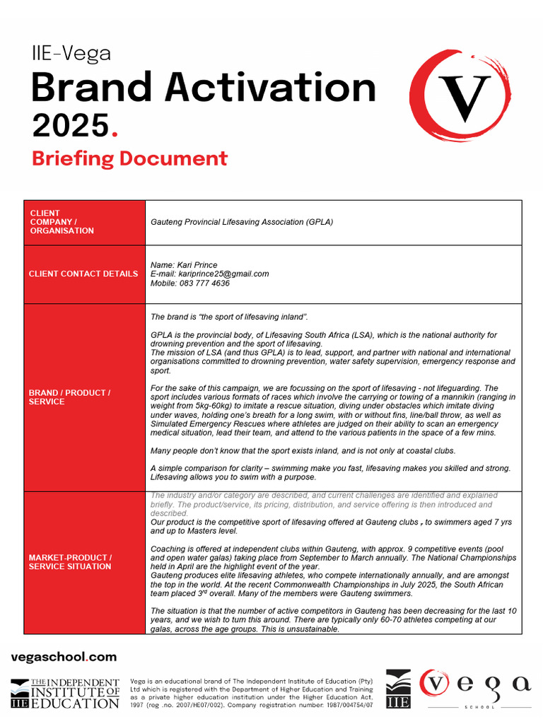 School practical Brand Activation (GPLA) | PDF | Swimming | Brand