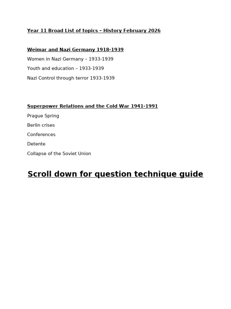 History PPE Feb 2026 Broad List of Topics | PDF