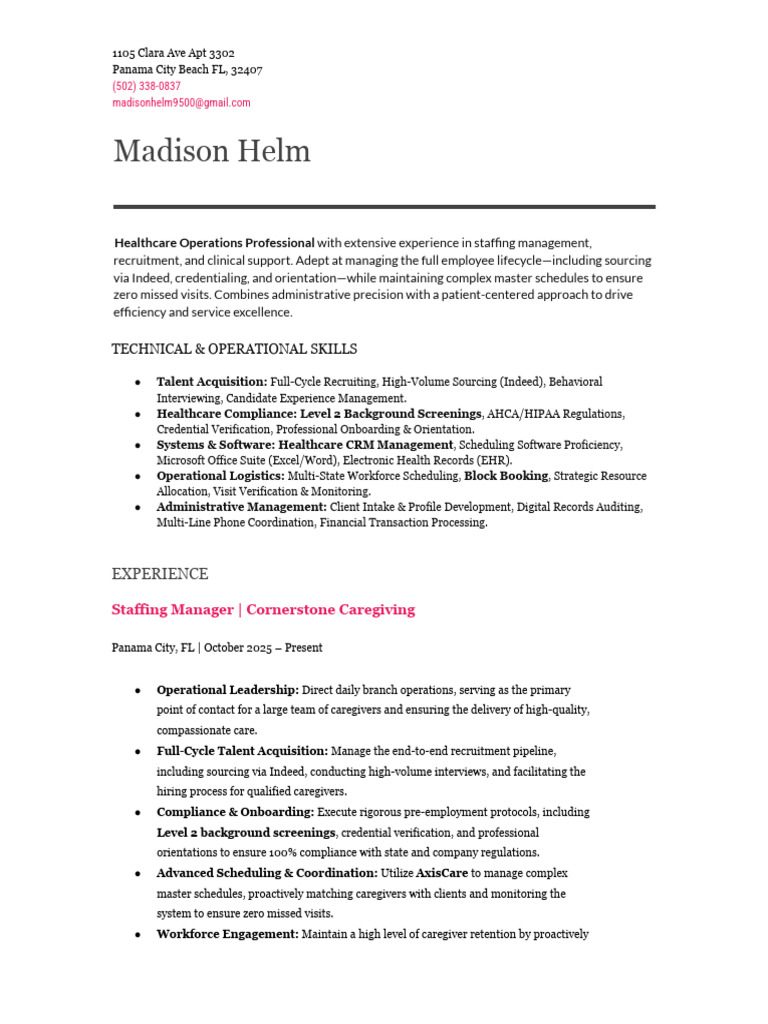 Madison Helm Resume 2026 1 | PDF | Recruitment | Nursing