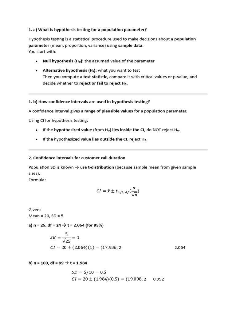 Assignment 2 Answers | PDF | Confidence Interval | Scientific Method