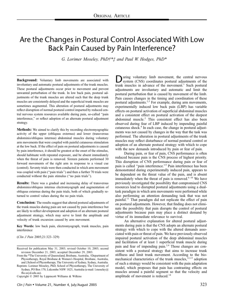 Are the Changes in Postural Control Associated With Low | PDF ...