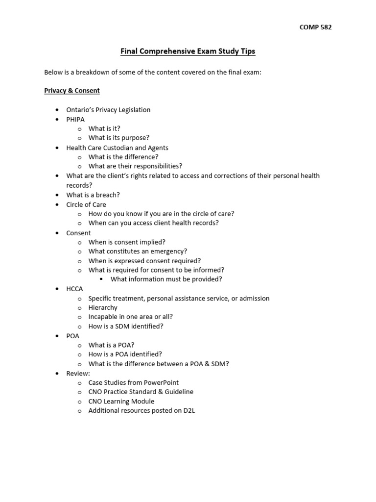 Final Comprehensive Exam Study Tips511 | PDF | Electronic Health Record