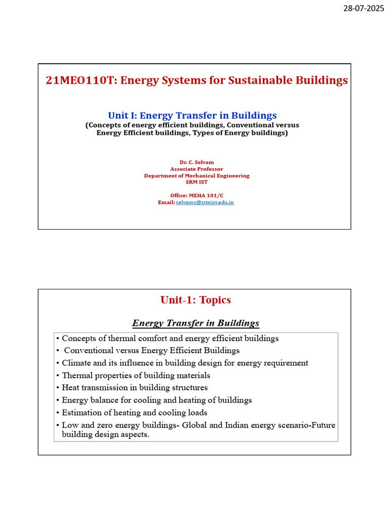 1a. Unit 1-Concepts of Energy Efficient Buildings (1) | PDF | Green ...