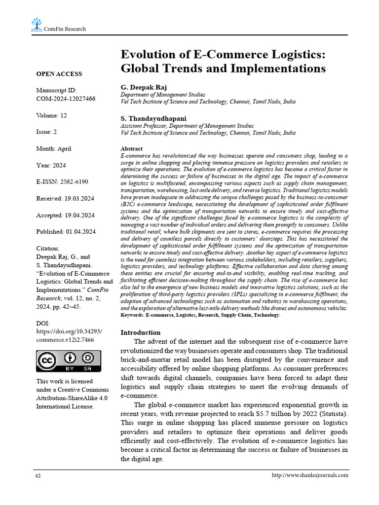 Evolution of E-Commerce Logistics Global Trends An | PDF | E Commerce ...