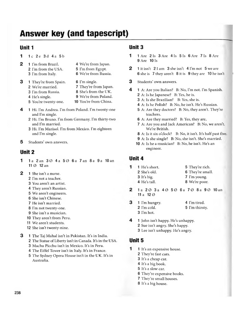 Practical Grammar Level 1 KEY | PDF | Lunch