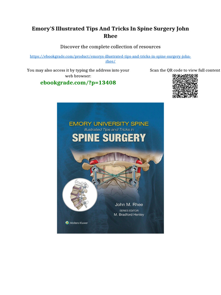 Emory's Illustrated Tips and Tricks in Spine Surgery John Rhee full ...