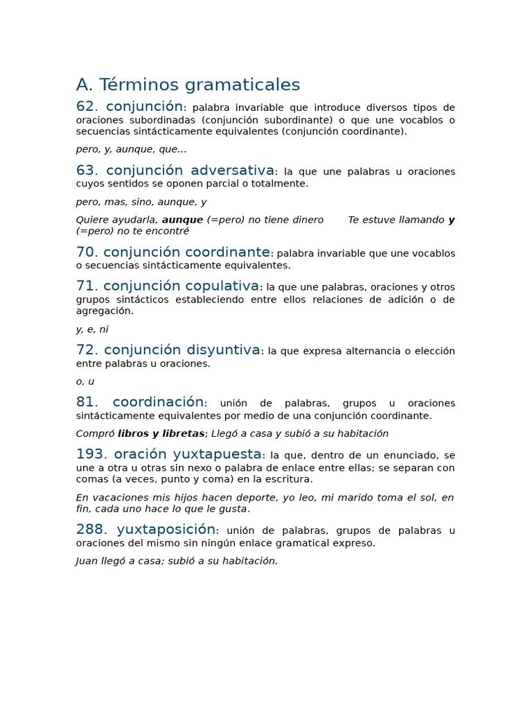 3087 Terminos 1r Control 2 T | PDF | Oración (Lingüística) | Sintaxis