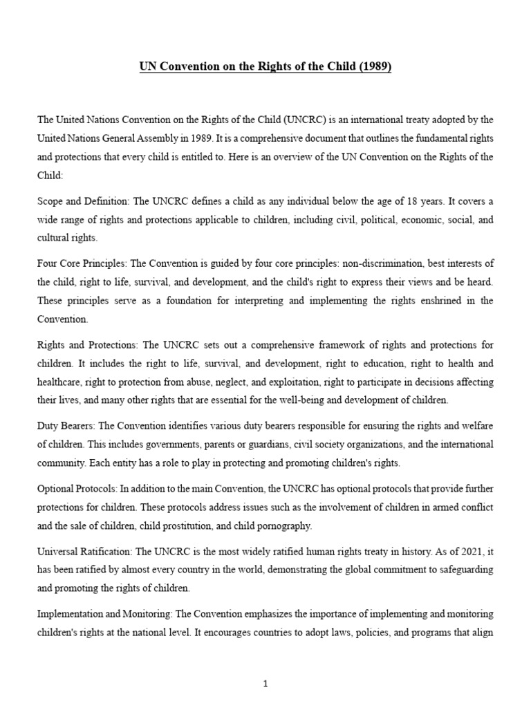 UN Convention On The Rights of The Child | PDF | Convention On The ...
