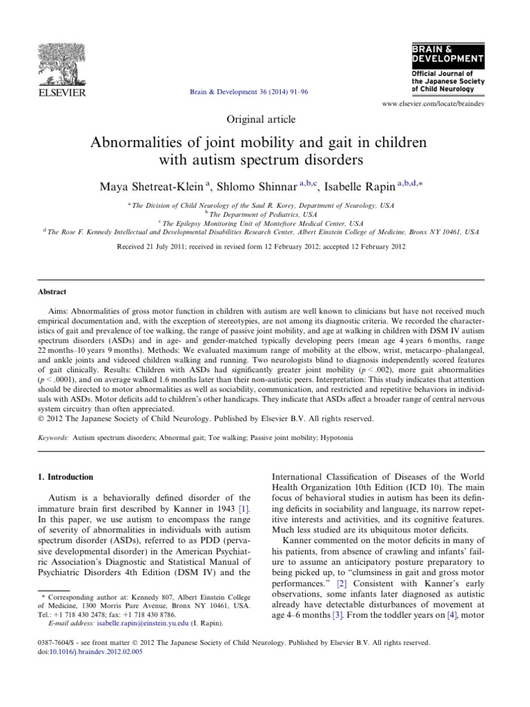 Abnormalities of joint mobility and gait in children with autism ...