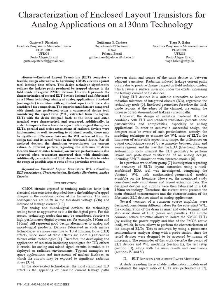 Characterization of Enclosed Layout Transistors for Analog Applications ...