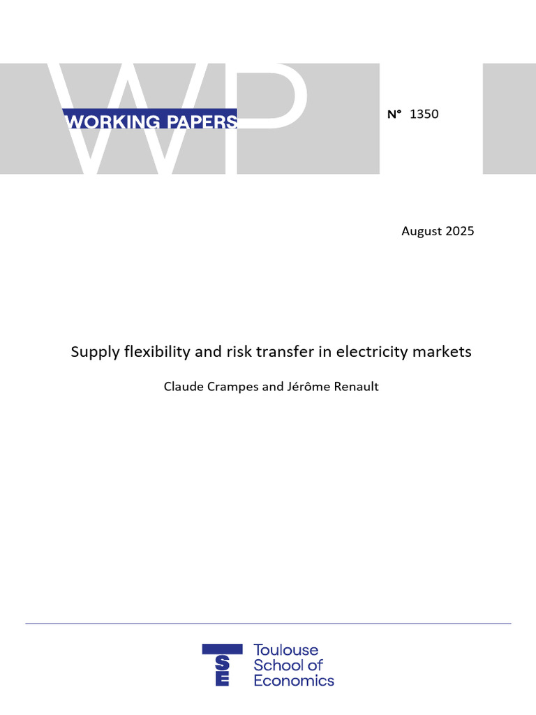 Supply Flexibility and Risk Transfer in Electricity Markets | PDF ...