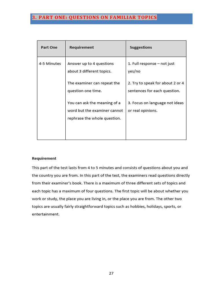 IELTS Speaking Part 1 Strategies | PDF | Question | Linguistics