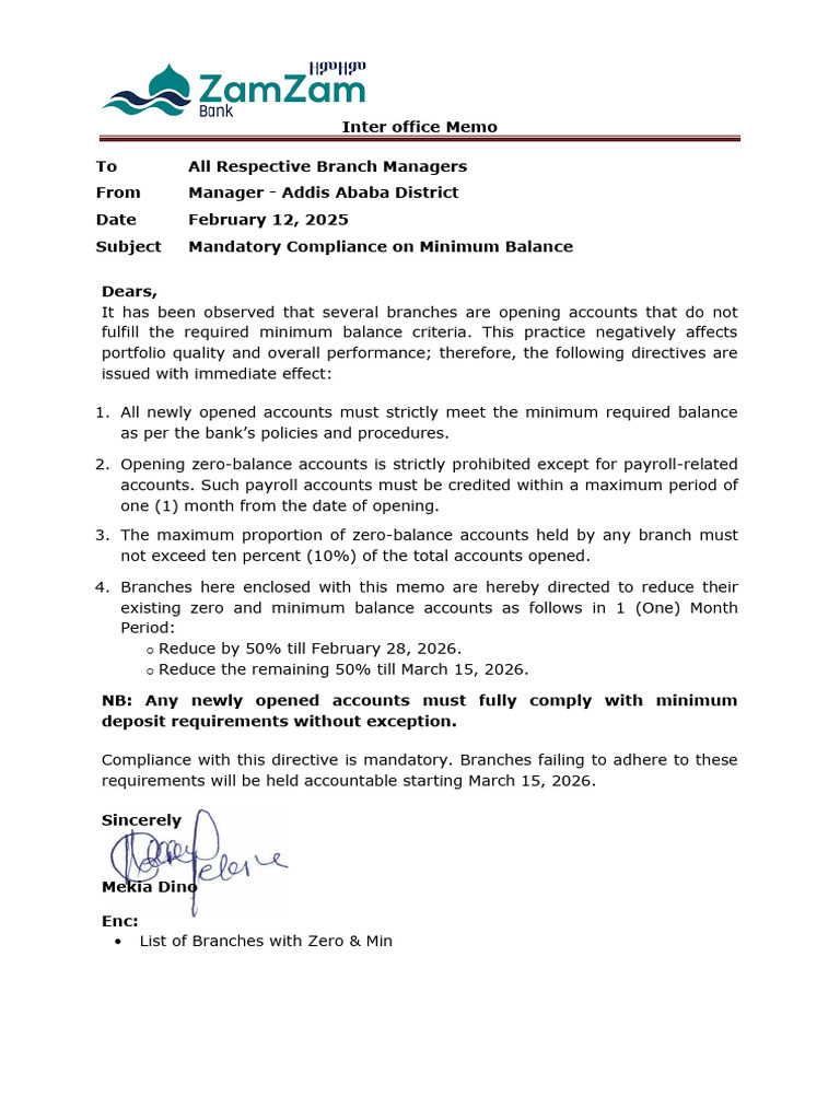 Inter Office Memo - Zero & Min | PDF