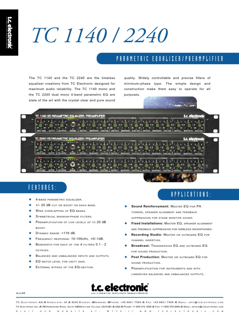 TC Electronic 1140 and 2240 | PDF | Equalization (Audio