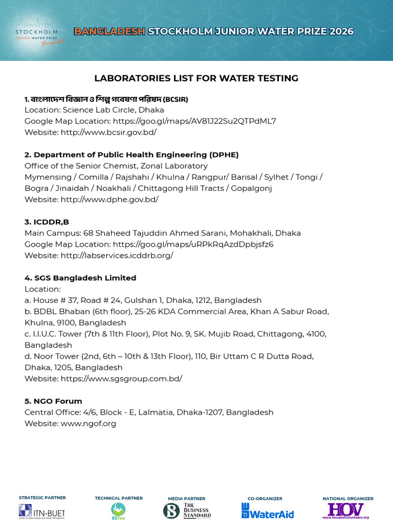 Laboratories List For Water Testing | PDF