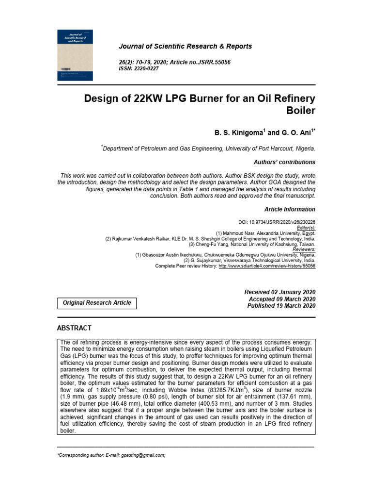 Design 22kW LPG Burner Oil Refinery Boiler - 2020 | PDF | Nozzle | Flow ...