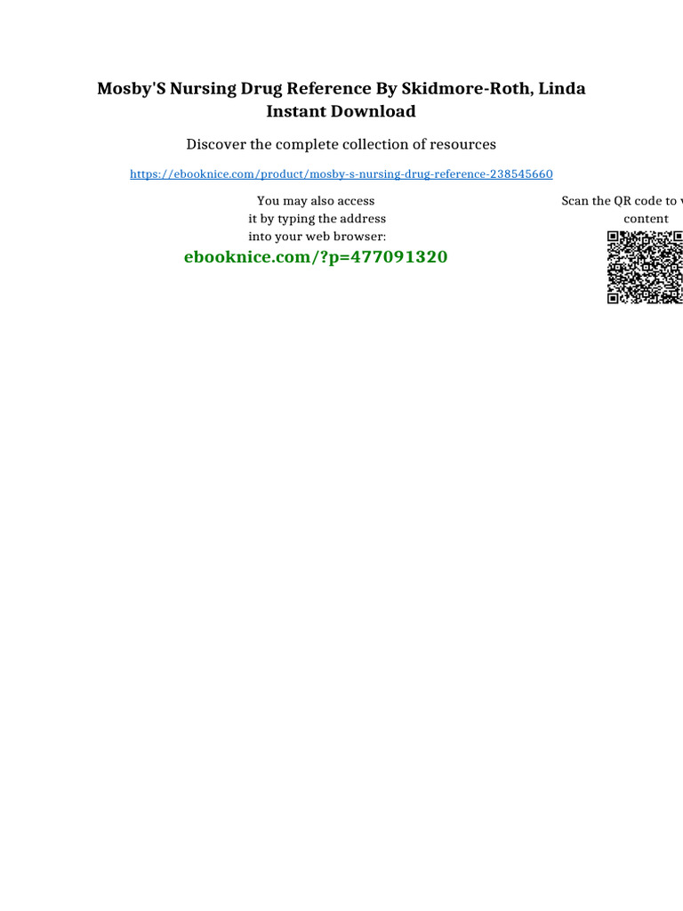 Mosby's Nursing Drug Reference by Skidmore-Roth, Linda Instant Download ...