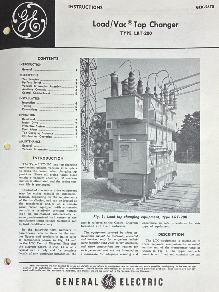 GEK-5670 Load Tap Changer LRT-200 | PDF