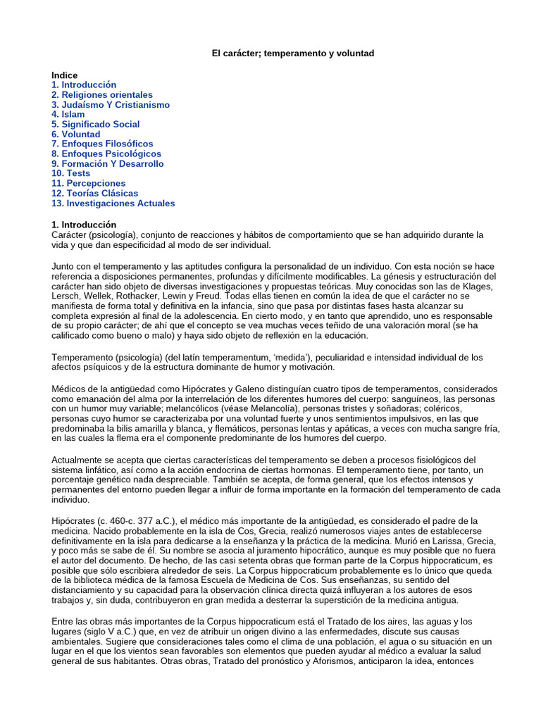 El Carácter | PDF | Percepción | Alma