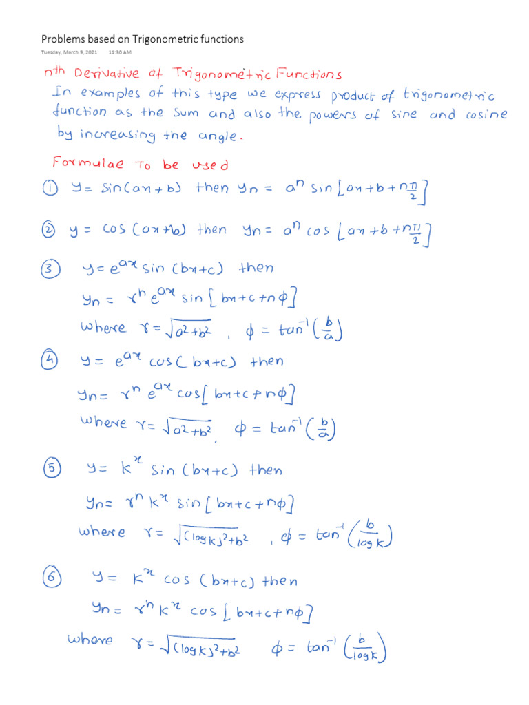 3.Nth Derivative of Trigonometric Functions | PDF
