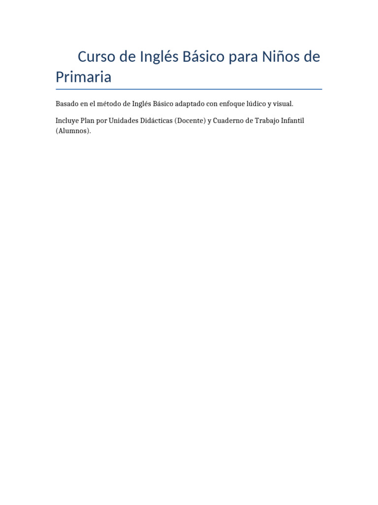 Curso Ingles Basico Primaria | PDF