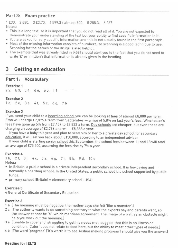 Collins Reading - Unit 3 Education ANSWERS | PDF