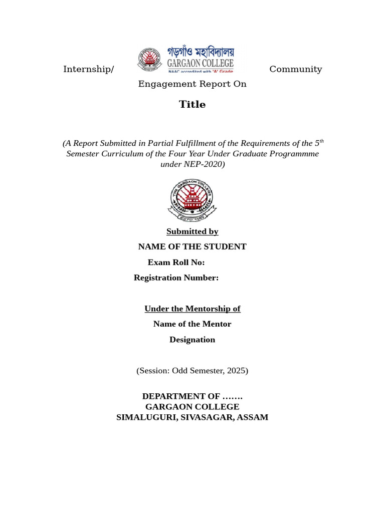 Final - Internship COVER Page - 2025 | PDF